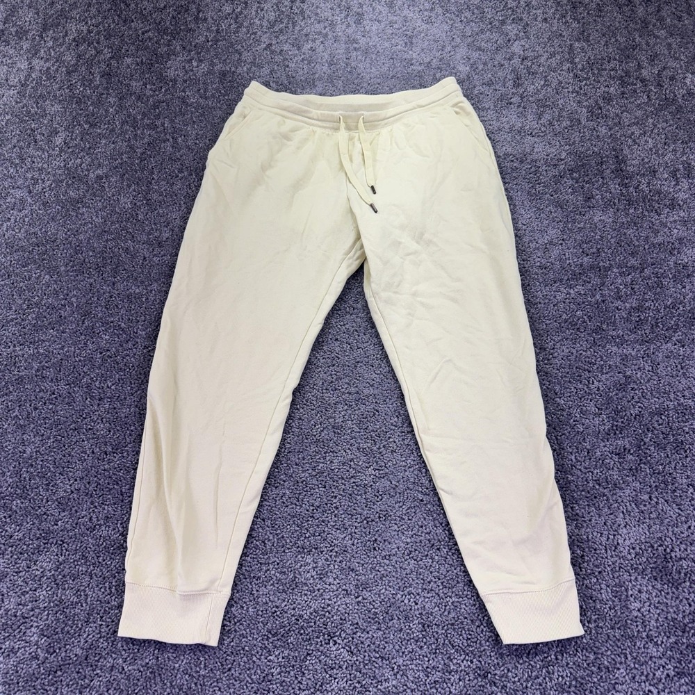 Old Navy Jogger Pants Womens Large Yellow Fleece Elastic Waist Pockets Cuffed